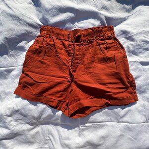 rust uniqlo cotton/linen shorts